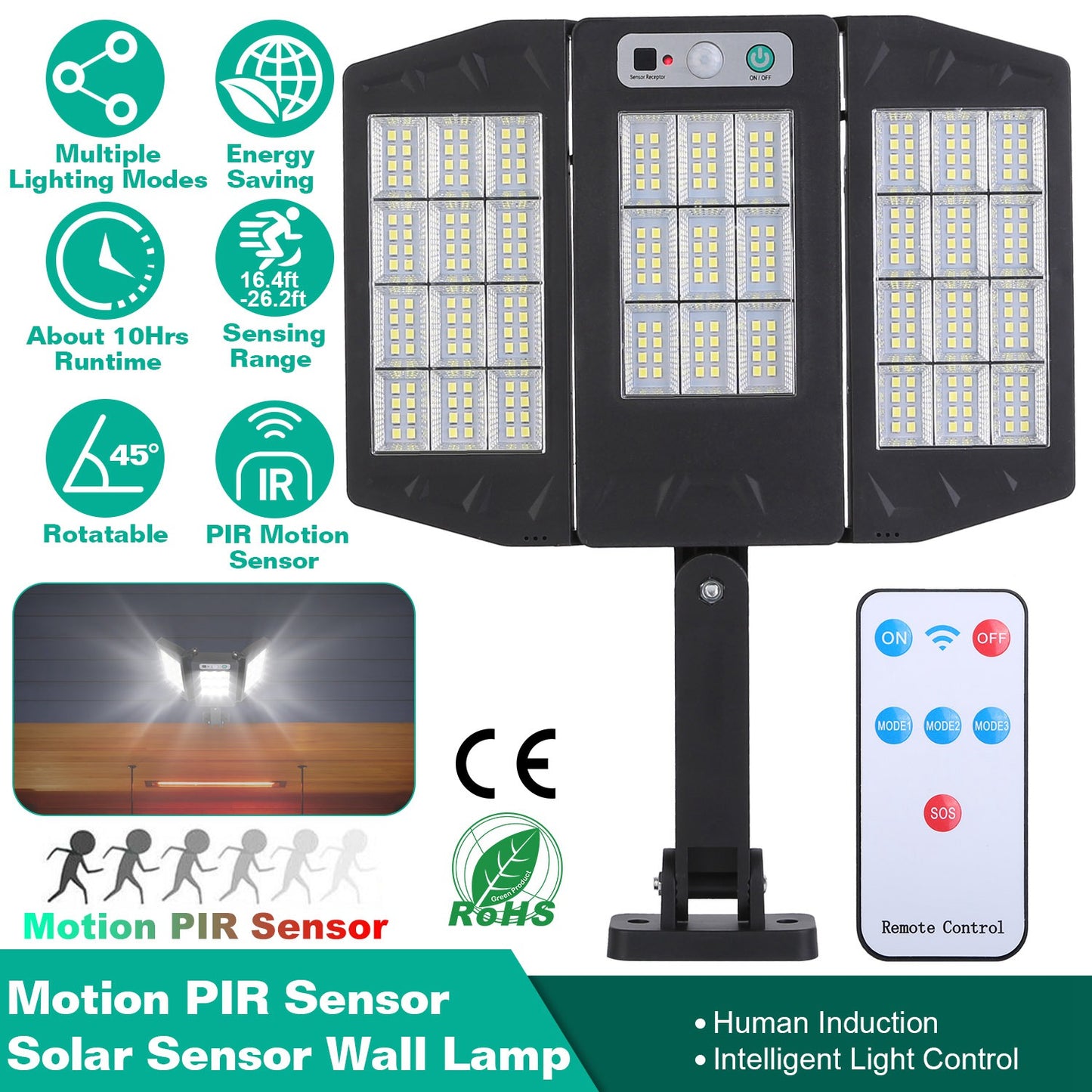 Solar Wall Light with Motion Sensor and Remote Control