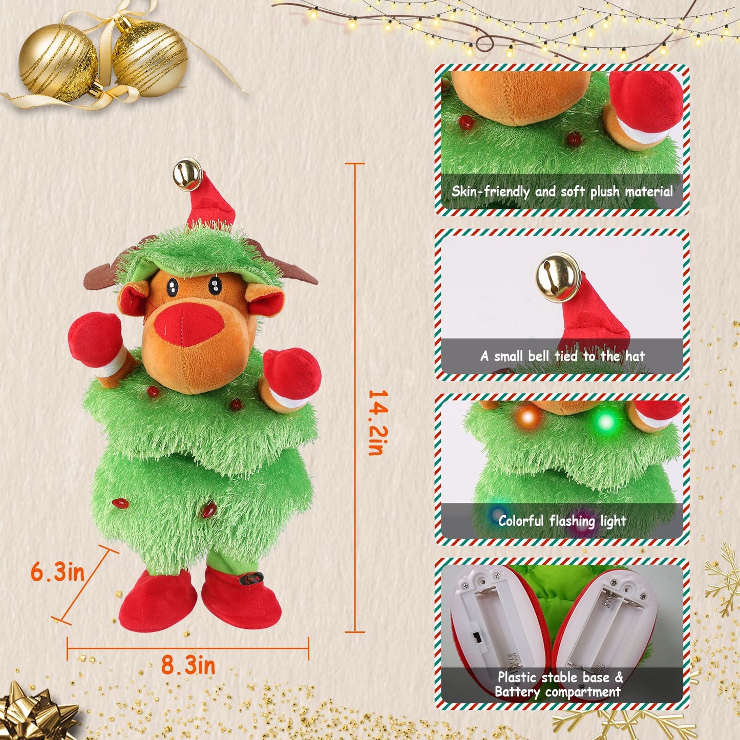 Dancing Singing Plush Toy with Mimicking & Light-Up Features