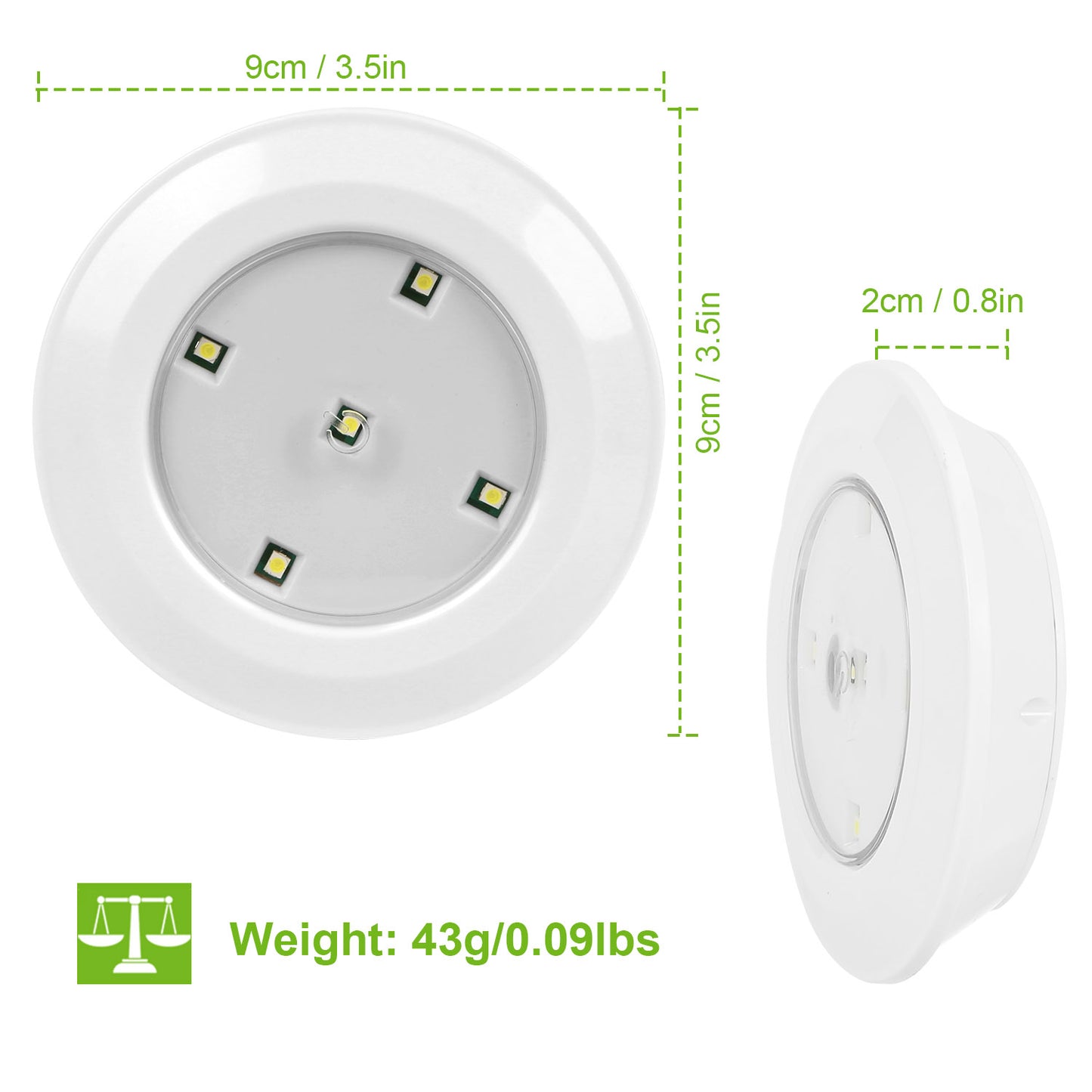 LED Night Light 3-Pack with Remote - Battery Powered Puck Lights