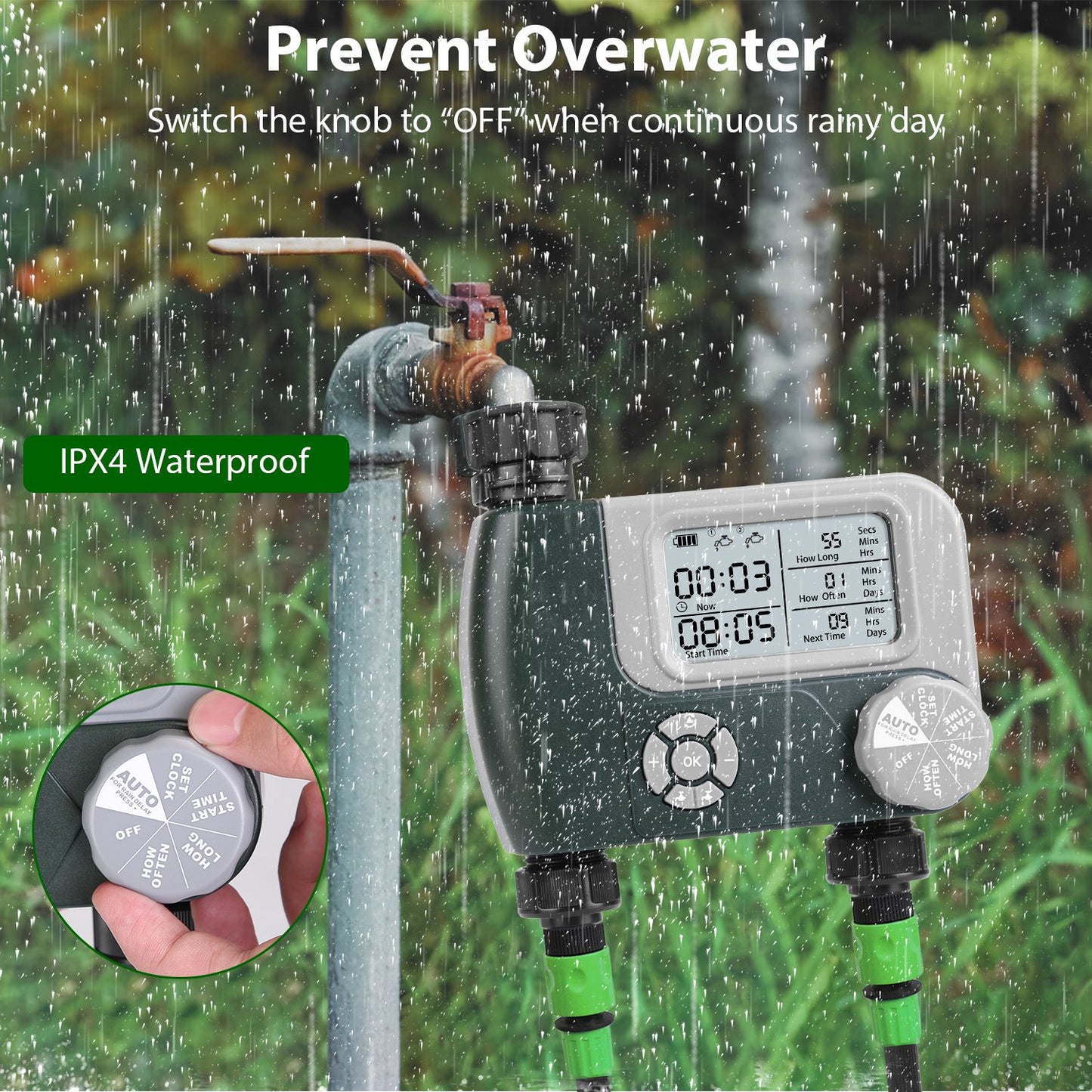 Digital Dual-Zone Sprinkler Timer with Programmable Watering