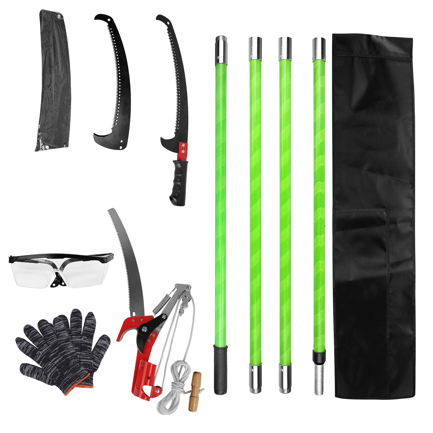 Extendable Manual Pole Saw 8-15ft Tree Pruner with Saw Blade