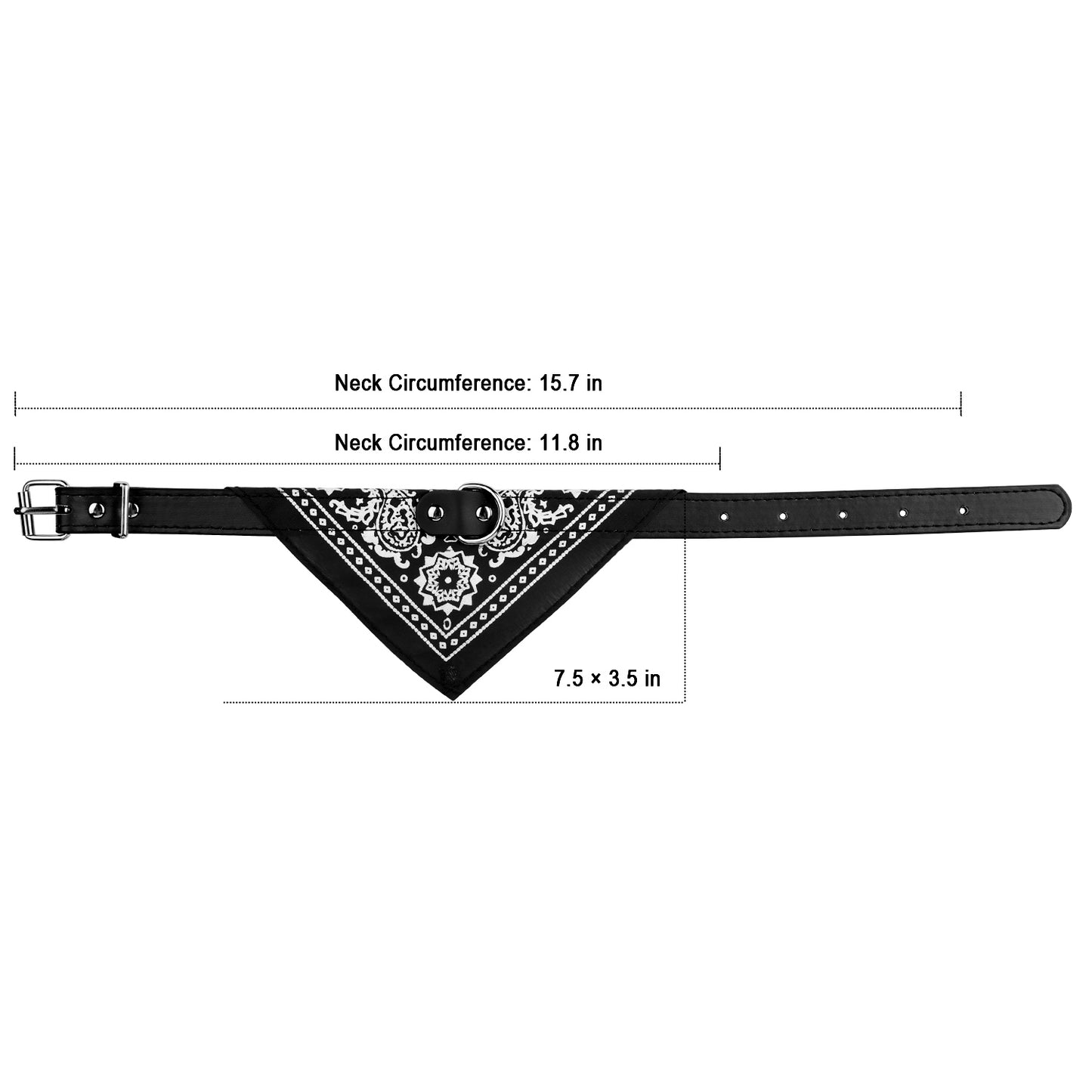 Dog Bandana Collar with Adjustable Leather Strap