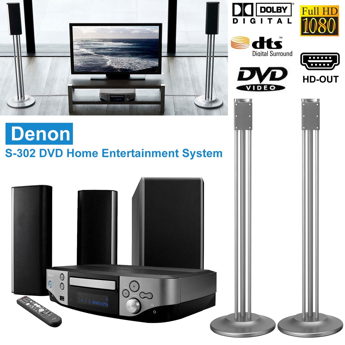DVD Home Theater System with WiFi and 1080p Upscaling