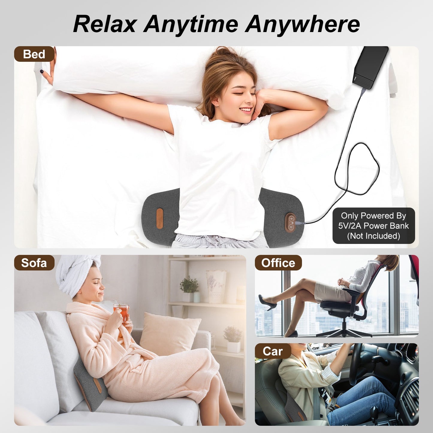 Electric Lumbar Massager Pillow with Heat & Vibration