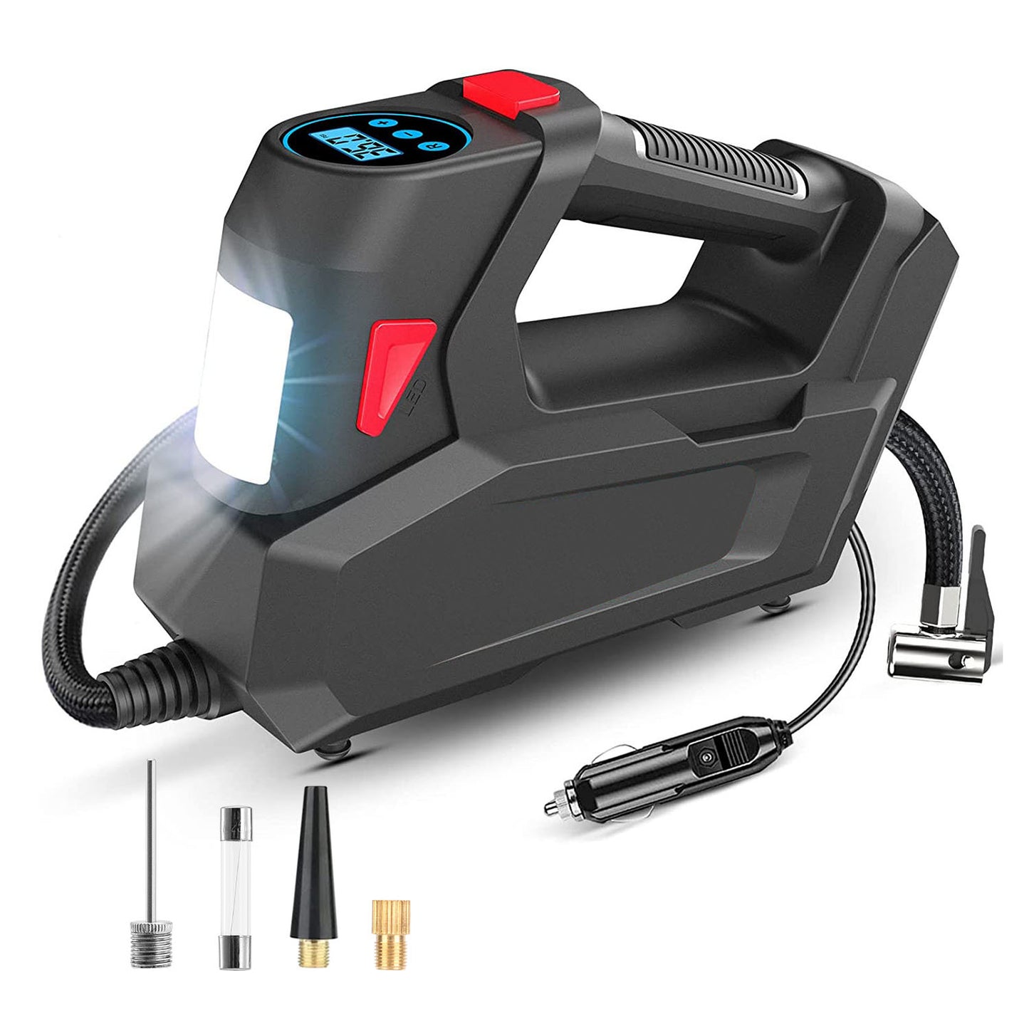 Portable Tire Inflator 120 PSI with Digital Display & LED Light
