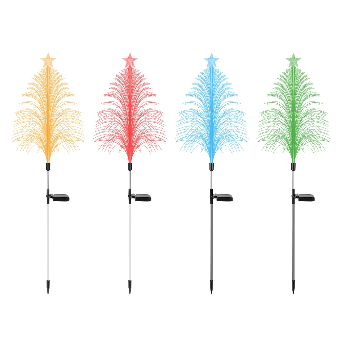 Solar Christmas Tree Stake Lights - 7 Color Changing (4-Pack)