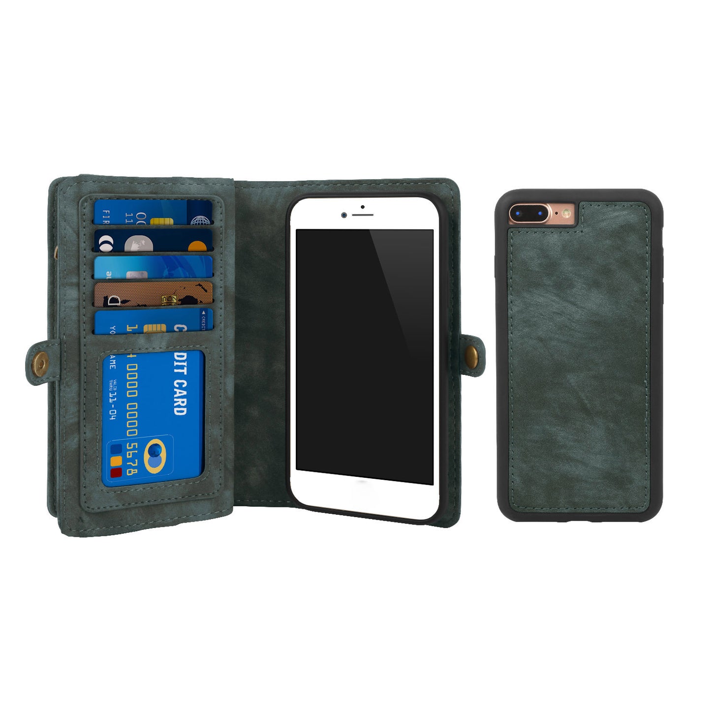 iPhone 8 Plus Wallet Case with 15 Card Slots & Detachable Cover