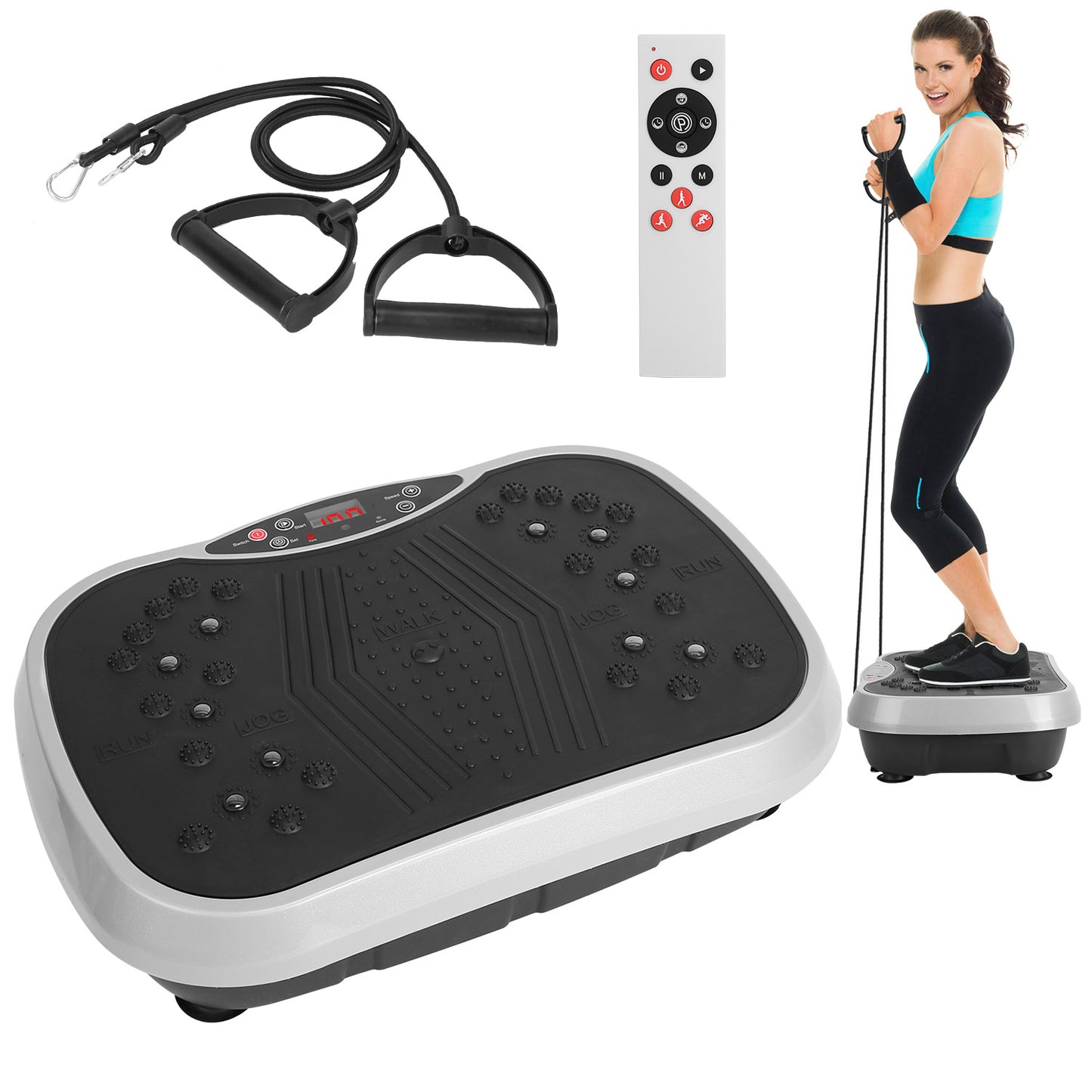 Vibration Platform Exercise Machine with Resistance Bands