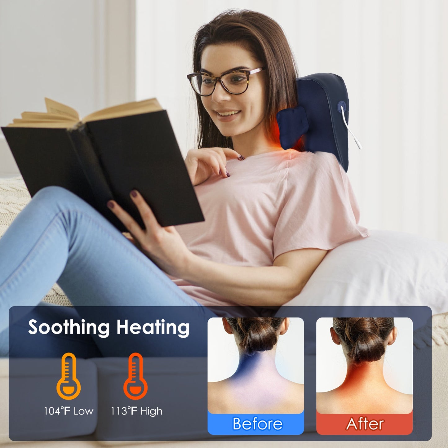 Cordless Neck Massager with Heating and 4D Shiatsu Kneading