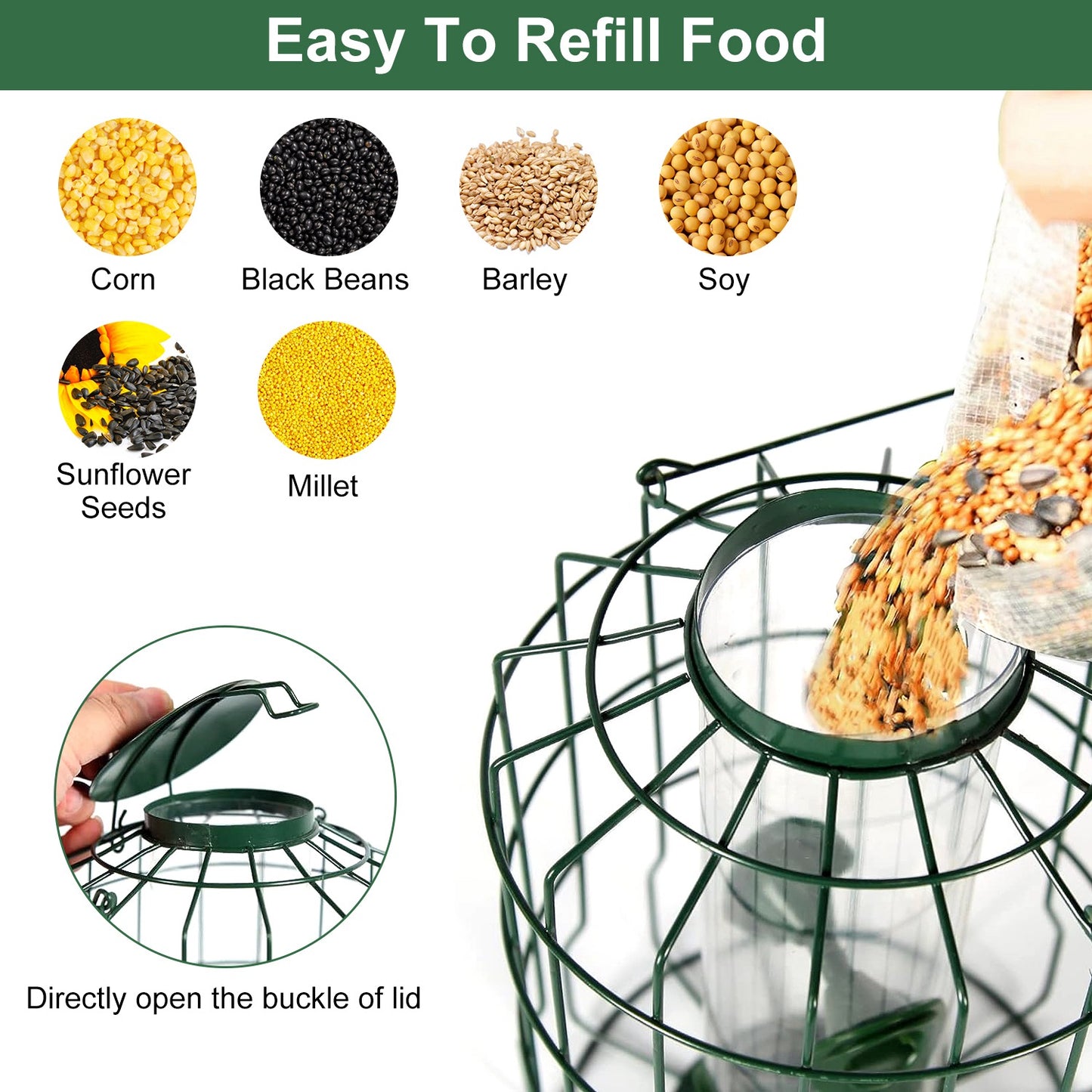 Squirrel-Proof Metal Bird Feeder with 4 Feeding Ports