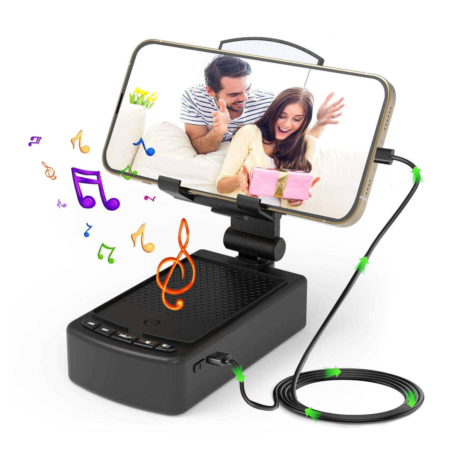 3-in-1 Phone Stand with Wireless Speaker & Power Bank