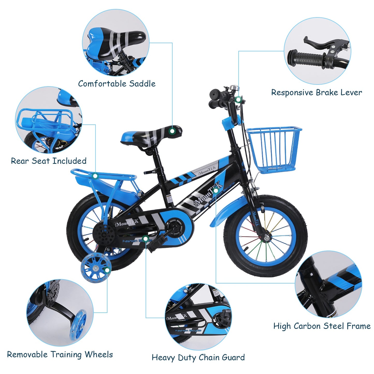 Kids' Bike with Training Wheels, Helmet & Basket Ages 2-4