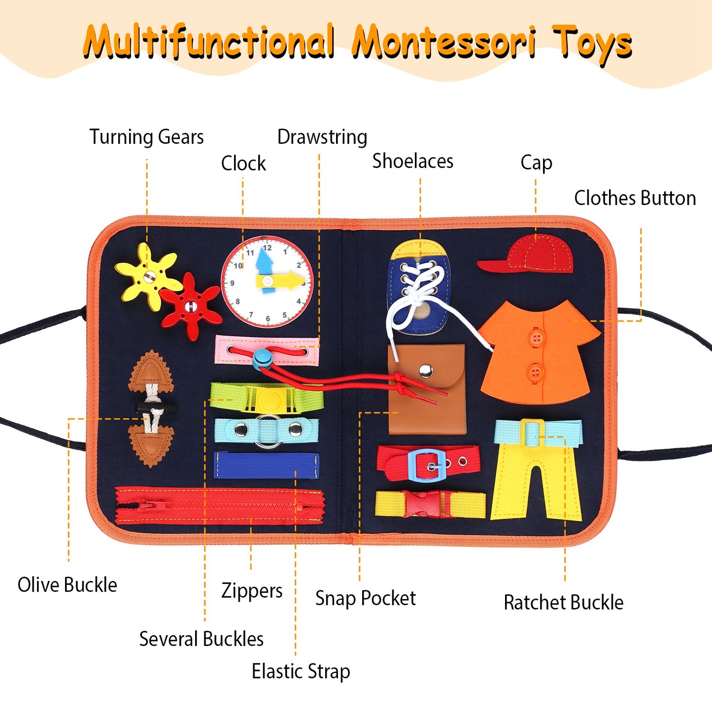 Busy Board Sensory Activity Toy for Toddlers Ages 1-6
