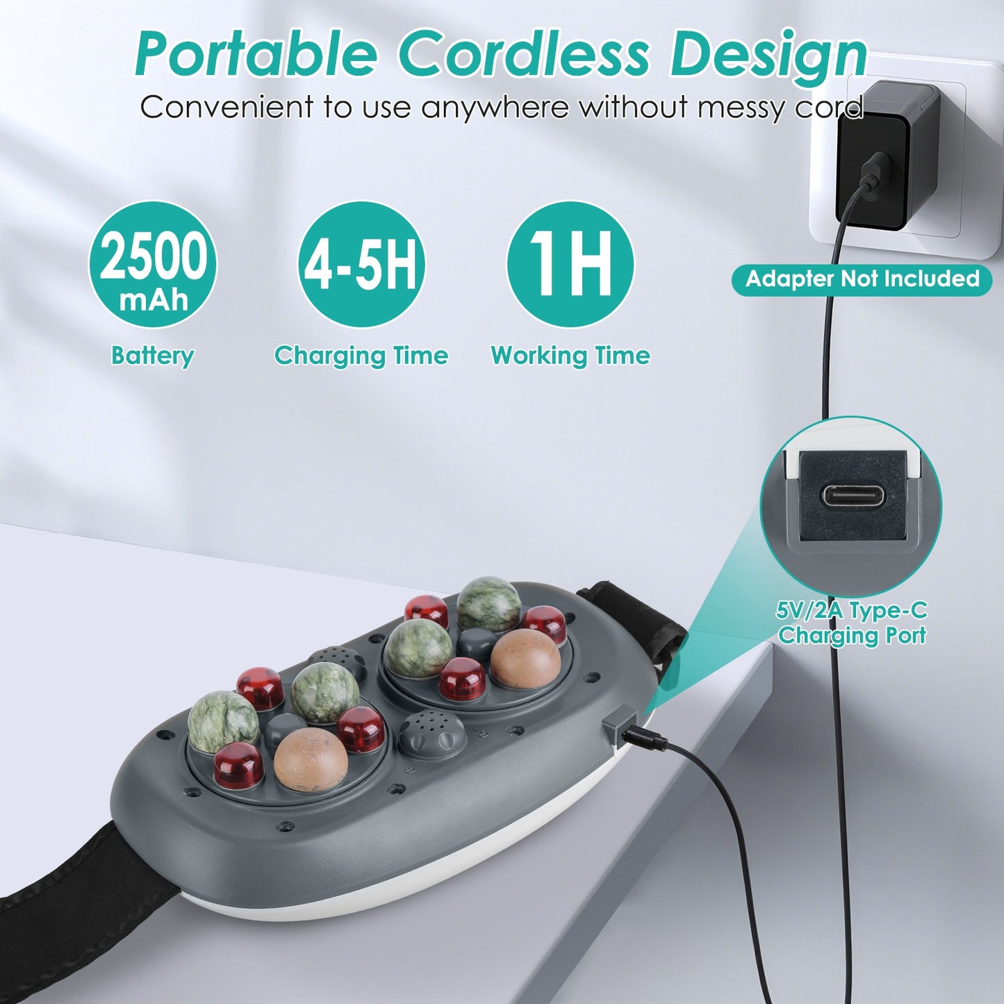 Abdominal Massager with Bian Stone, Red Light & Heat Therapy