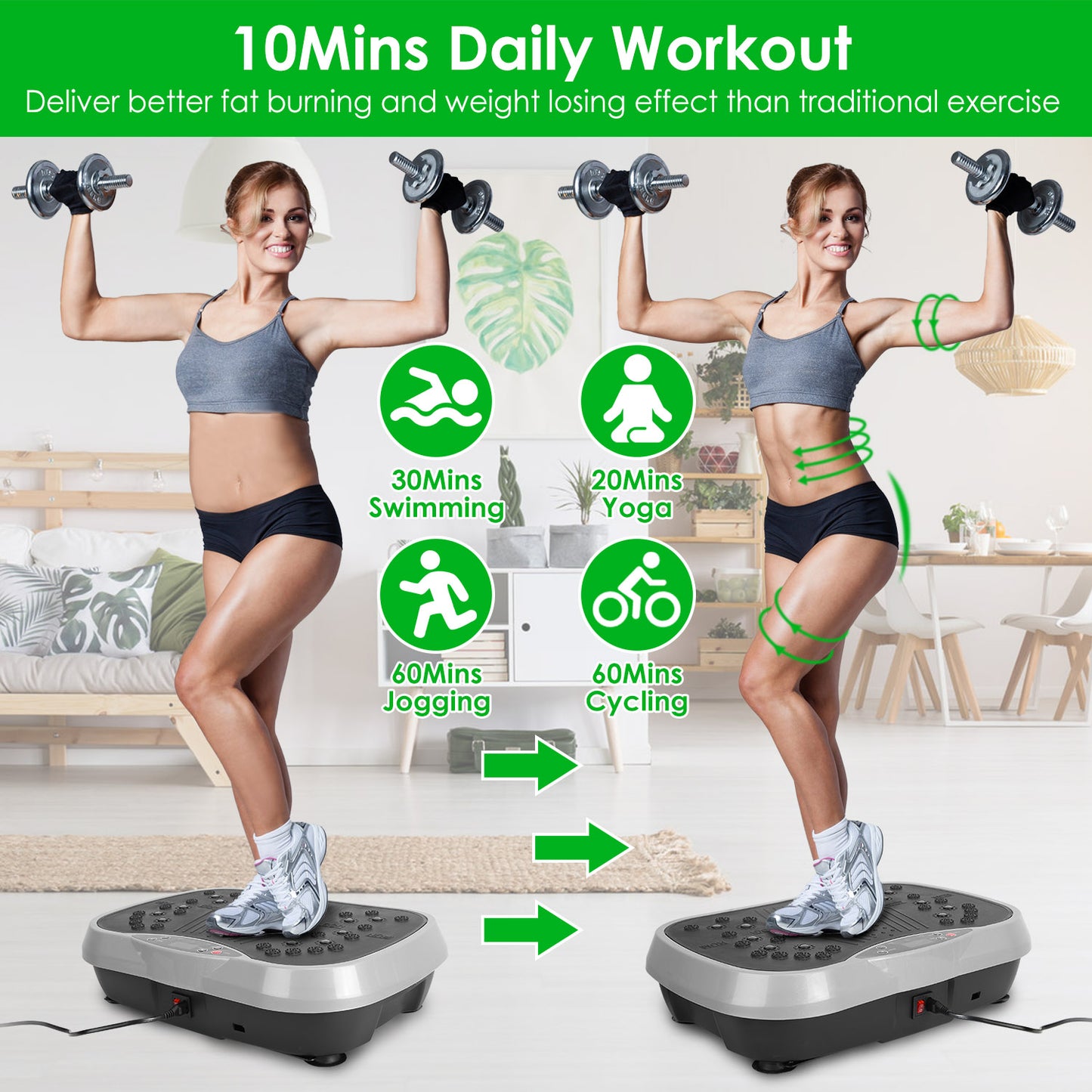 Vibration Platform Exercise Machine with Resistance Bands