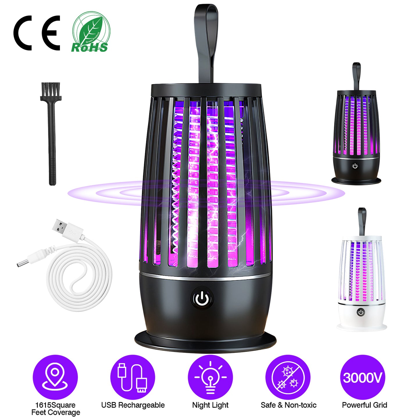 Rechargeable Bug Zapper with UV Light & Night Light
