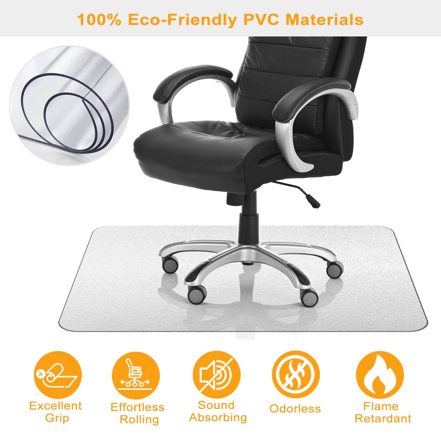 Chair Mat 36" x 48" PVC Floor Protector for Hard Floors