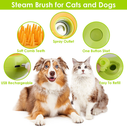 Cat Grooming Steam Brush with USB Rechargeable Battery