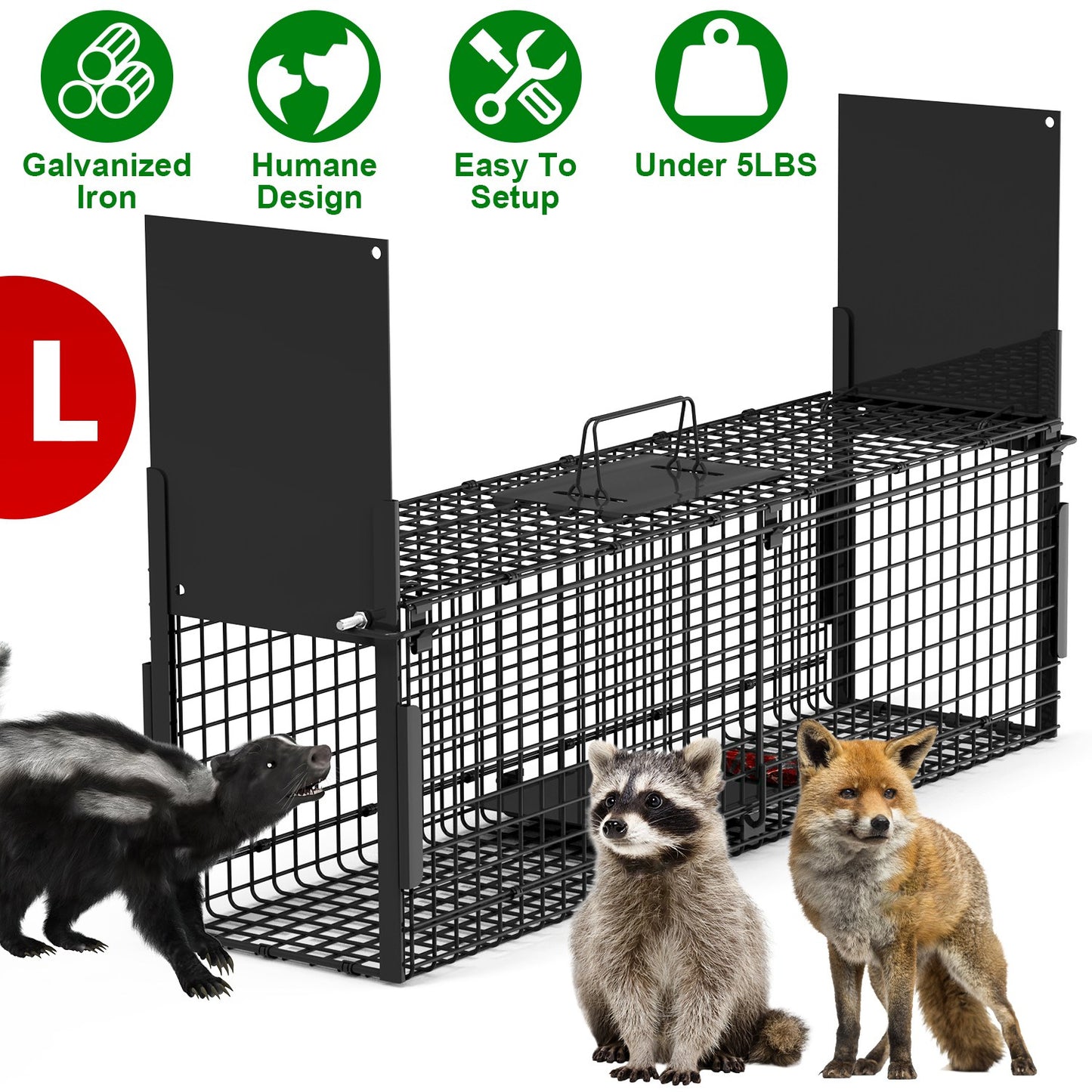 40in Humane Live Animal Trap Cage for Raccoons & Opossums