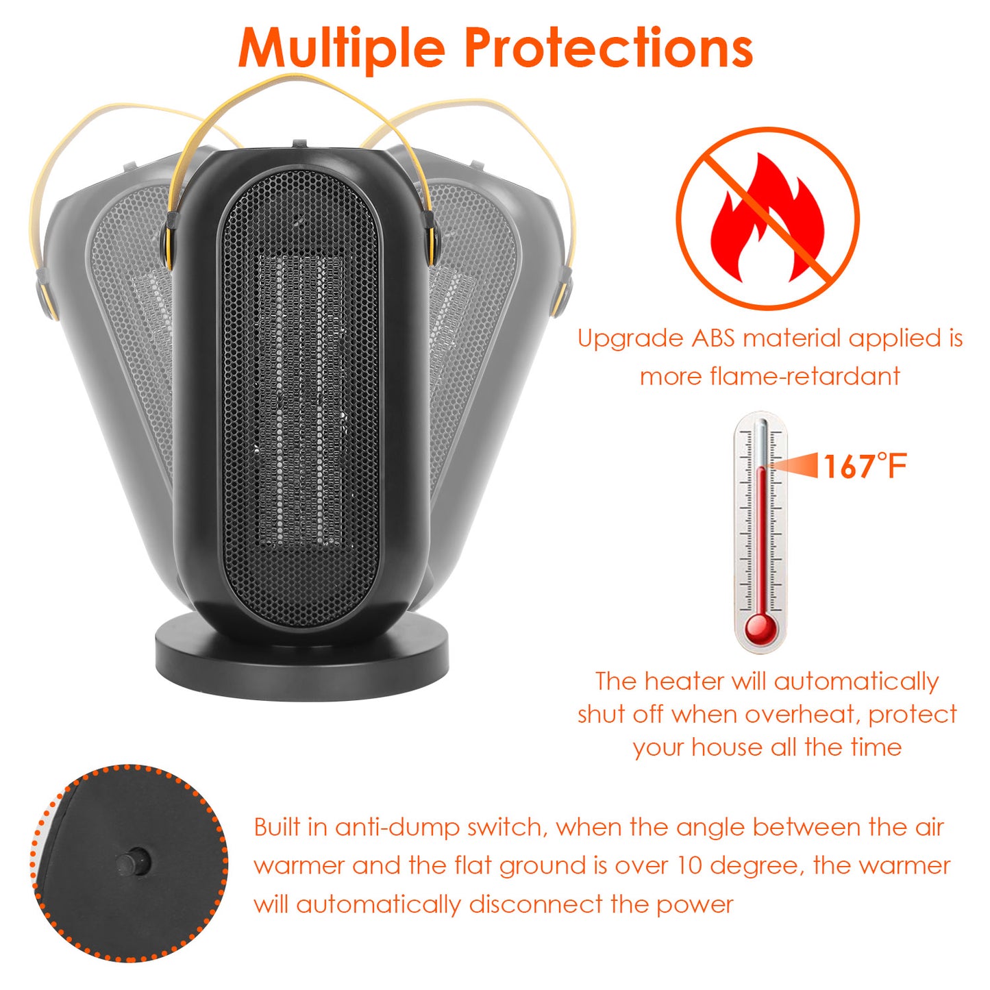 Portable Ceramic Space Heater with Oscillation & Fan Mode