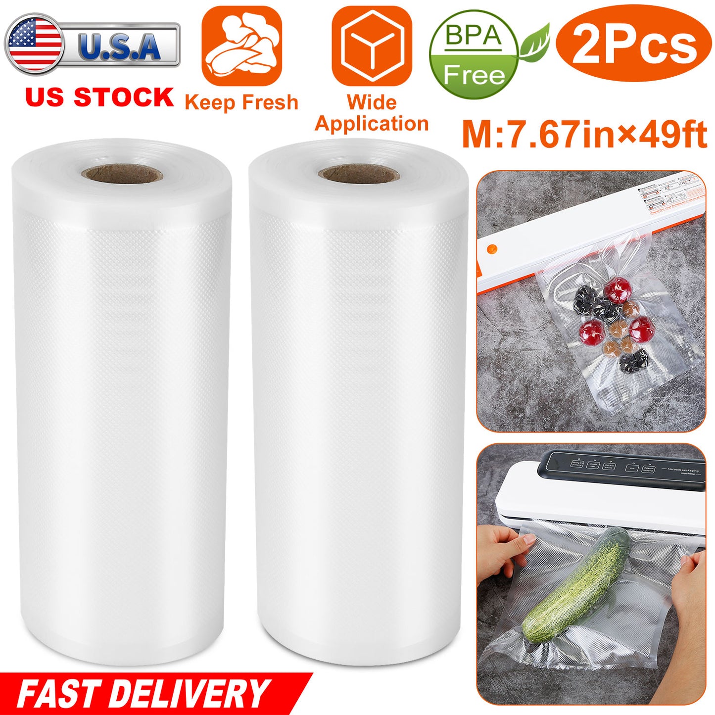 Vacuum Sealer Bags 7.67x49ft Roll - BPA Free Food Storage