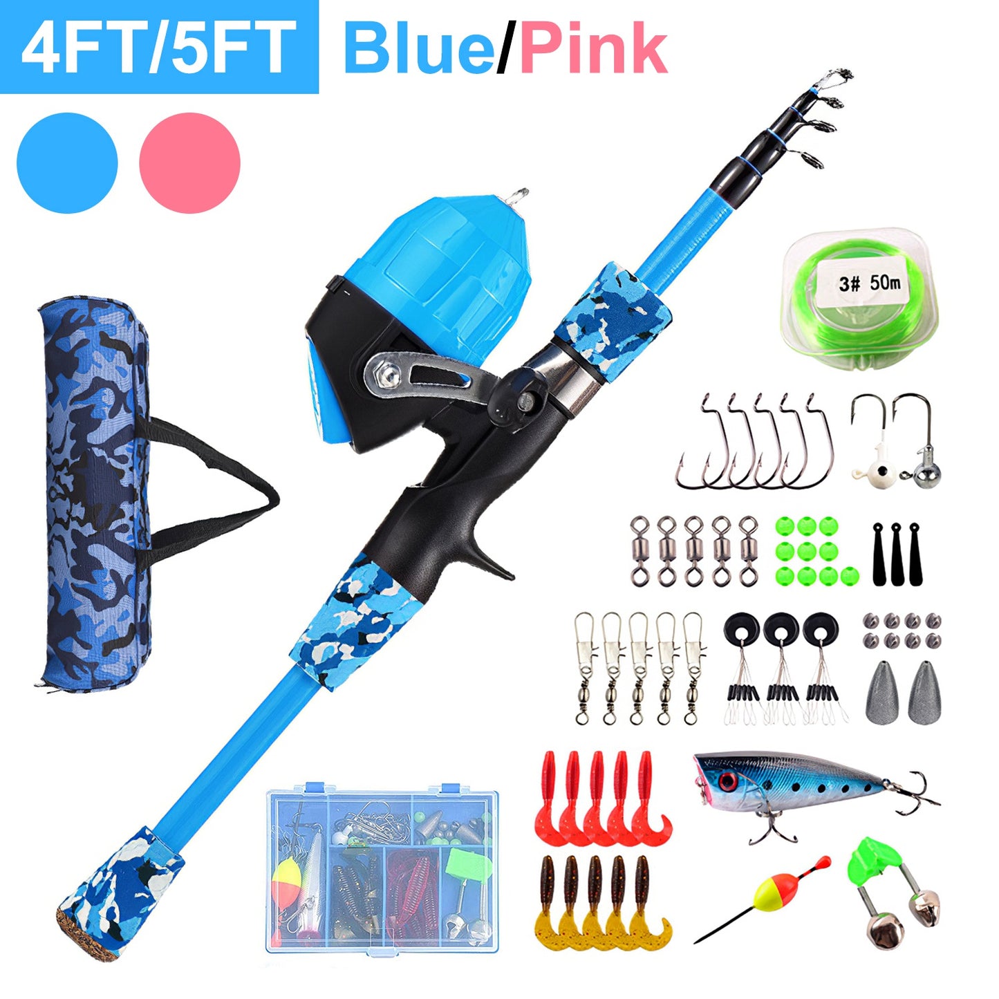 Kids Telescopic Fishing Rod and Reel Combo Starter Kit
