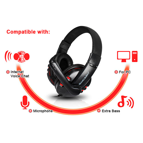 Dynamic Stereo Headphones with Adjustable Mic - Red