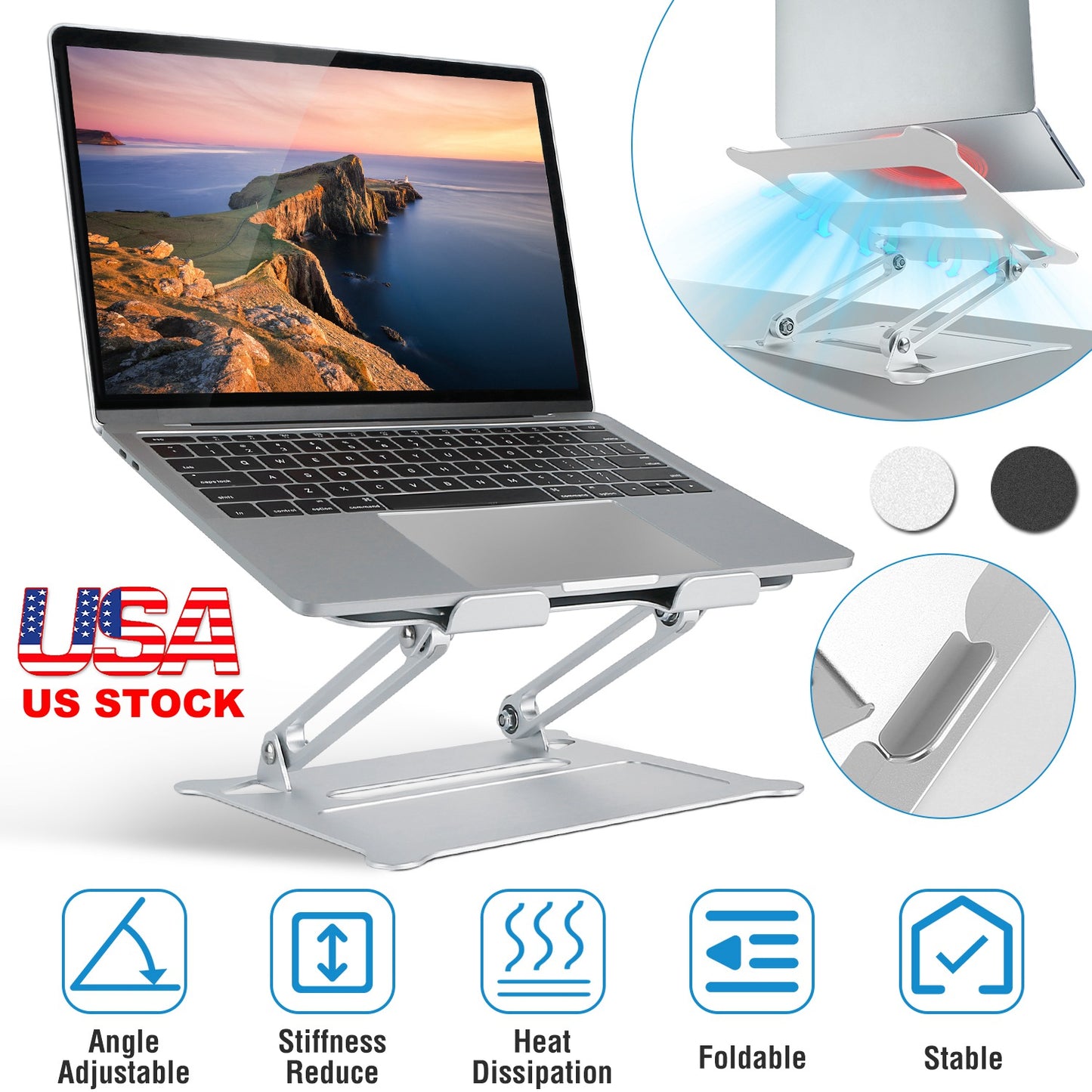 Adjustable Aluminum Laptop Stand for 10-17 Inch Notebooks