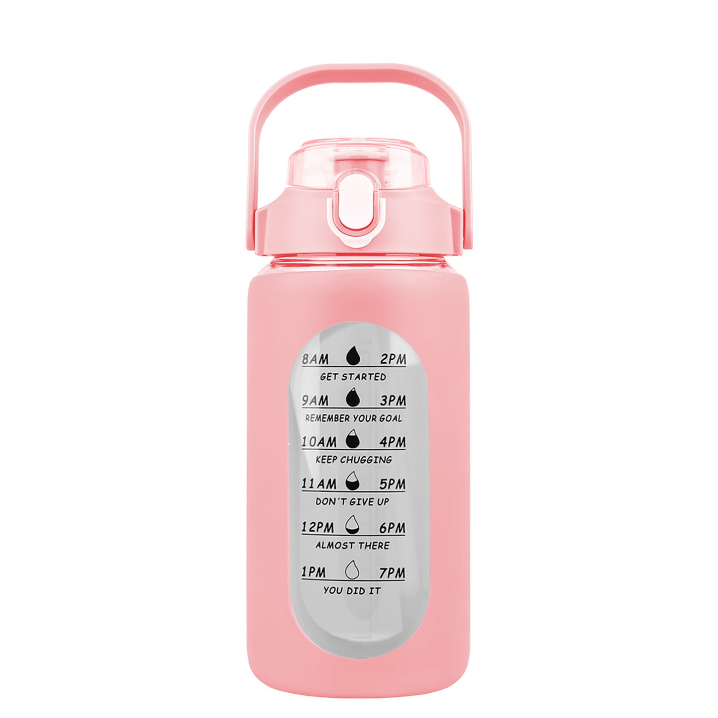 Glass Water Bottle with Time Marker & Straw - 32oz Motivational