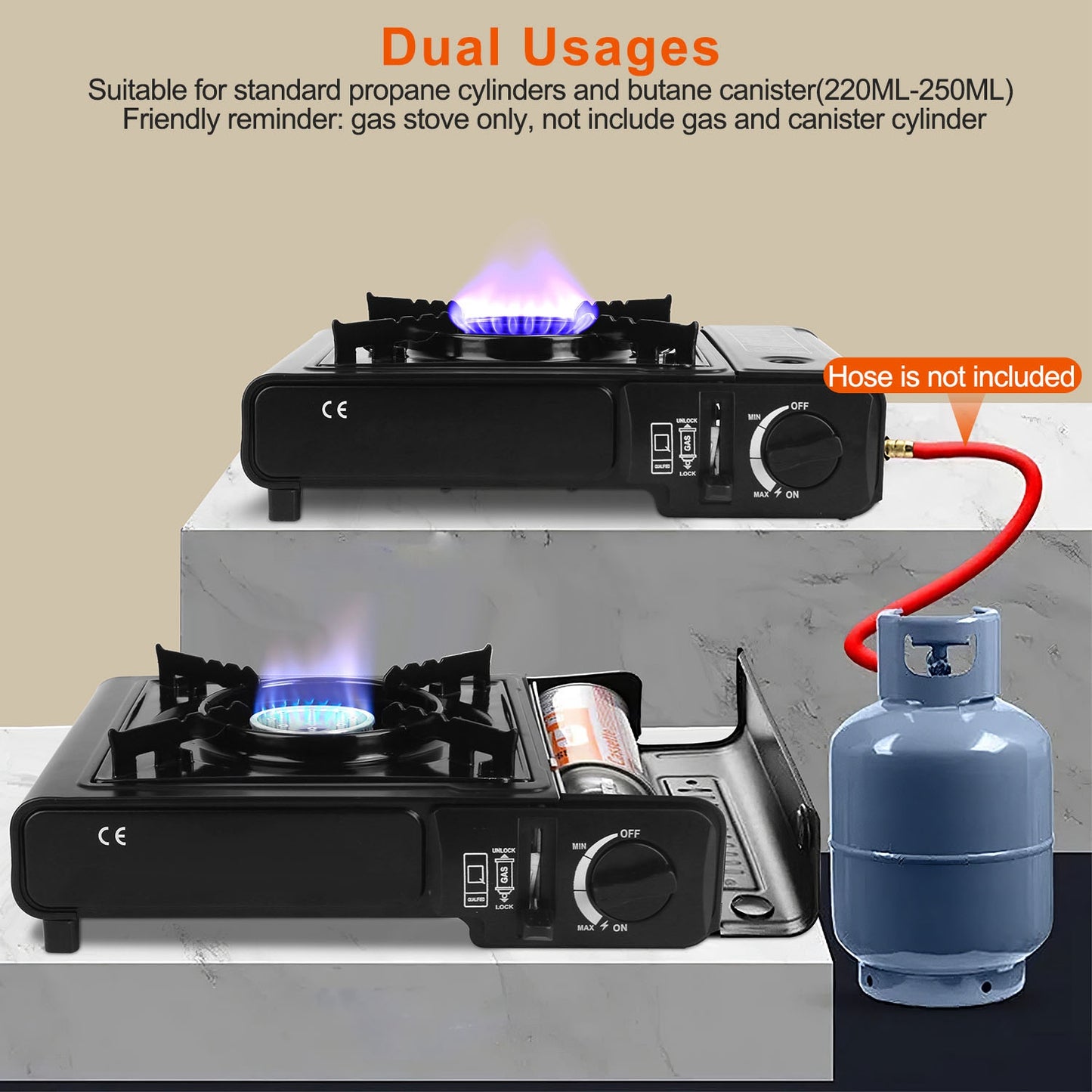 Portable Camping Stove with Piezo Ignition & Dual Fuel