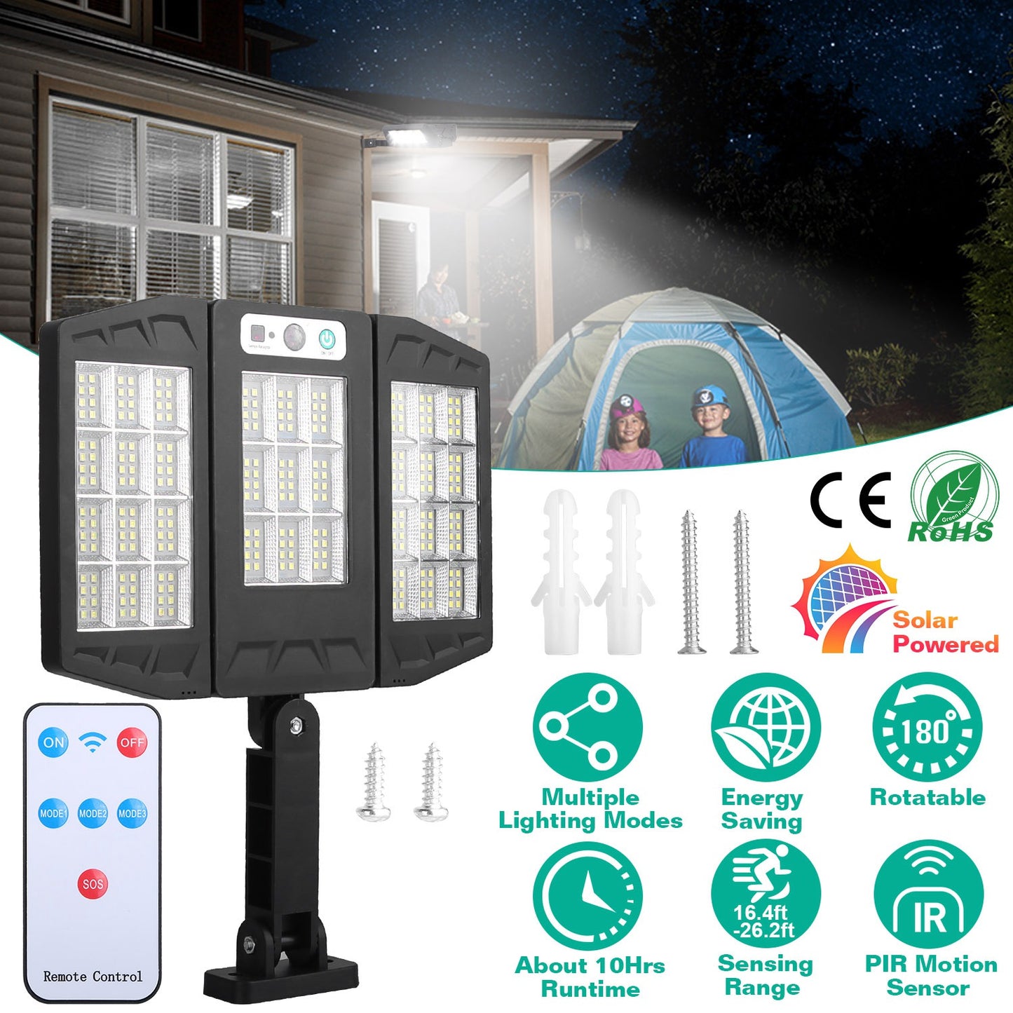 Solar Wall Light with Motion Sensor and Remote Control