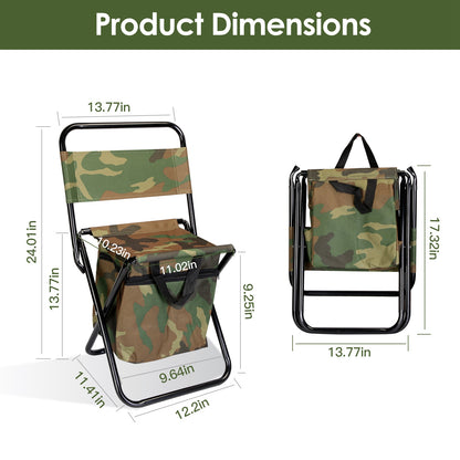 Foldable Fishing Chair with Built-In Cooler Bag and Backrest