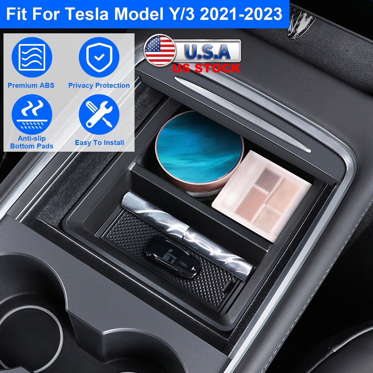 Center Console Organizer Tray for Tesla Model 3/Y 2021-2023