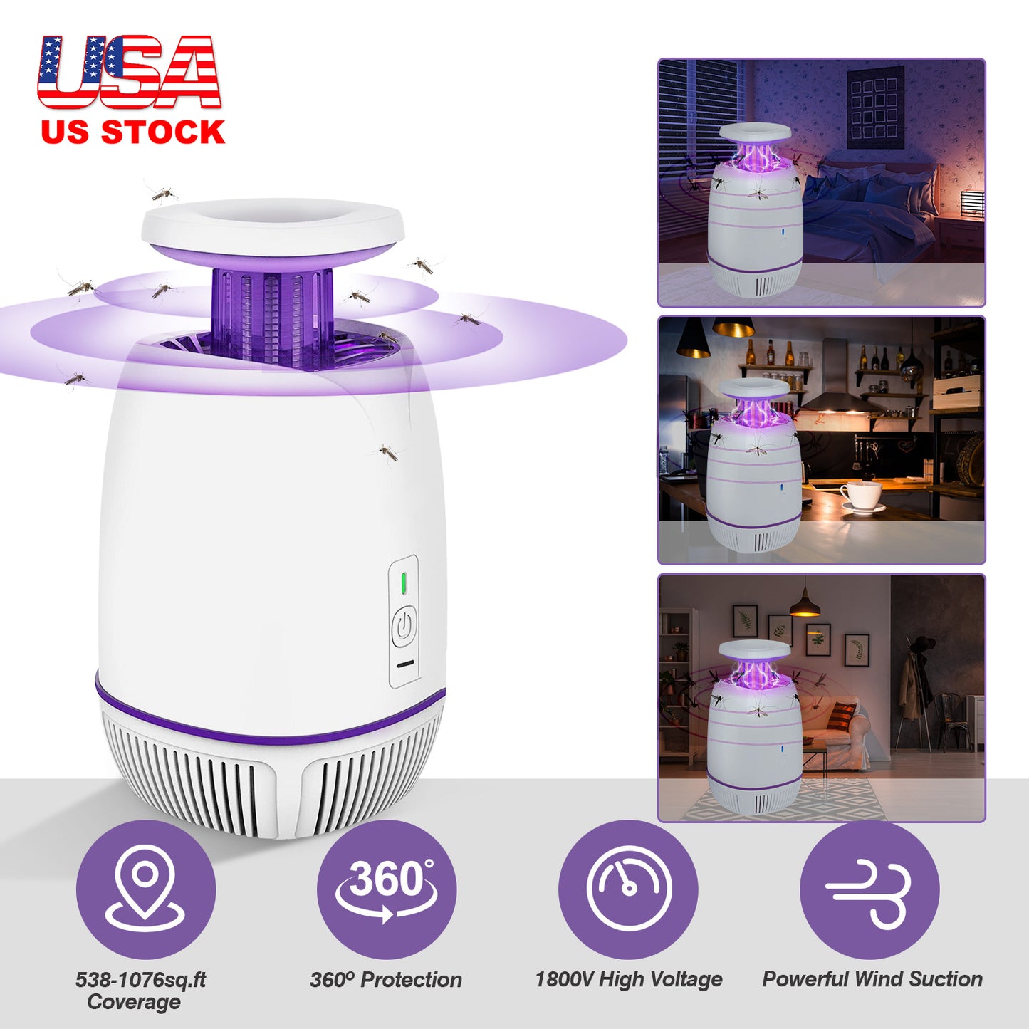 Electric Mosquito Zapper with 1076 Sq Ft Coverage