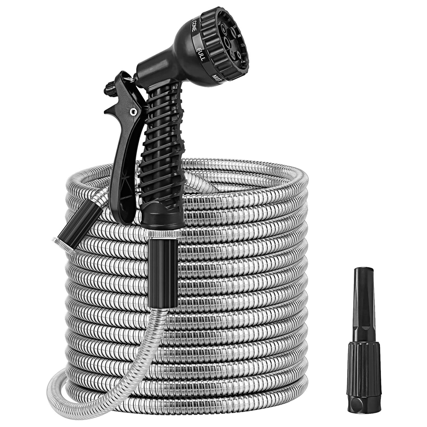 Stainless Steel Garden Hose with Dual Spray Nozzles