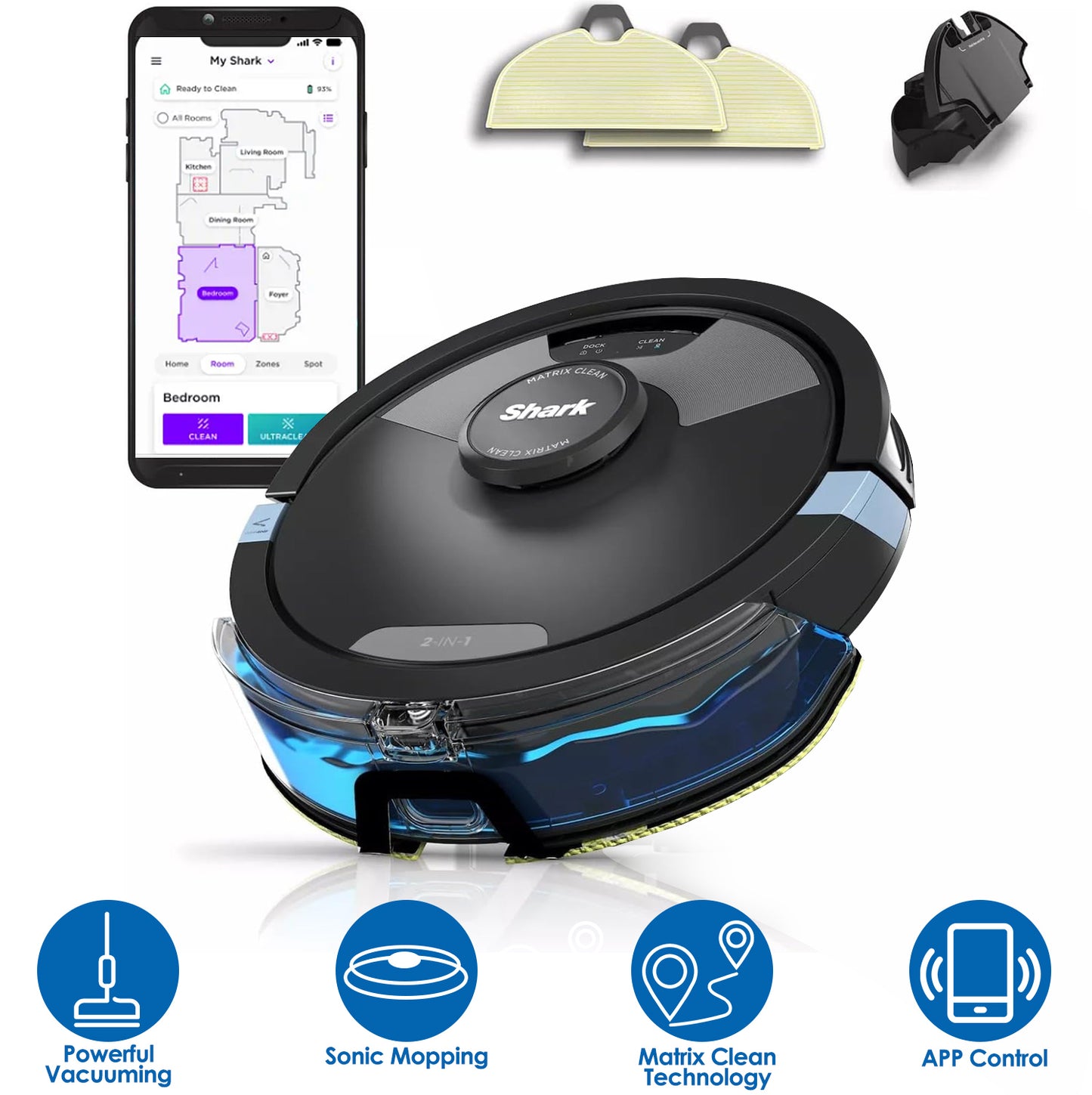 Robot Vacuum and Mop 2-in-1 with Matrix Clean & App Control