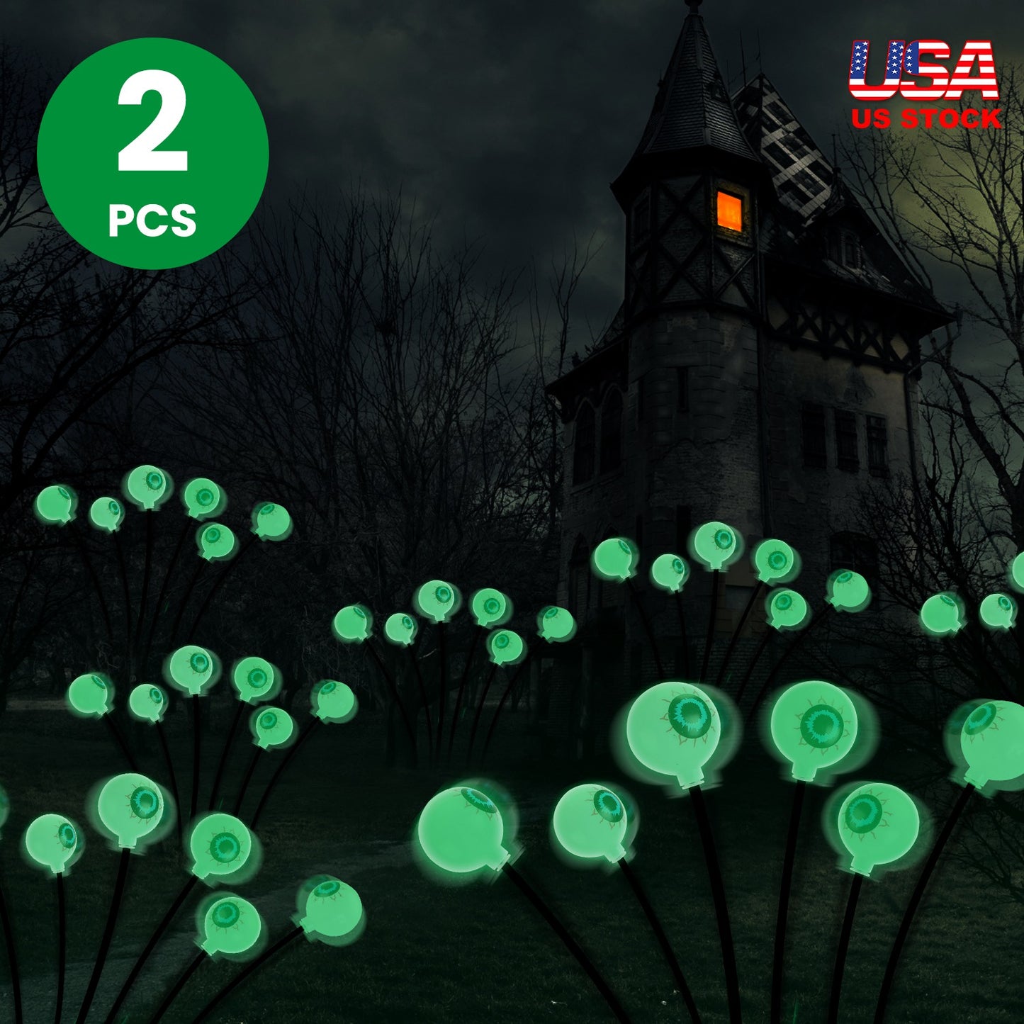 Solar Scary Eyeballs Halloween Path Lights - 12 LED Swaying