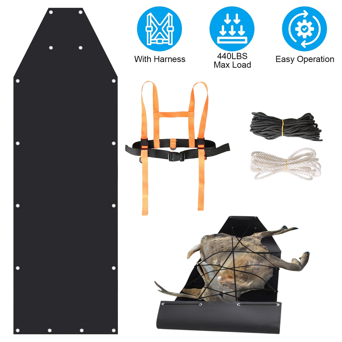 Deer Drag Sled with Handle for Hunting and Game Hauling