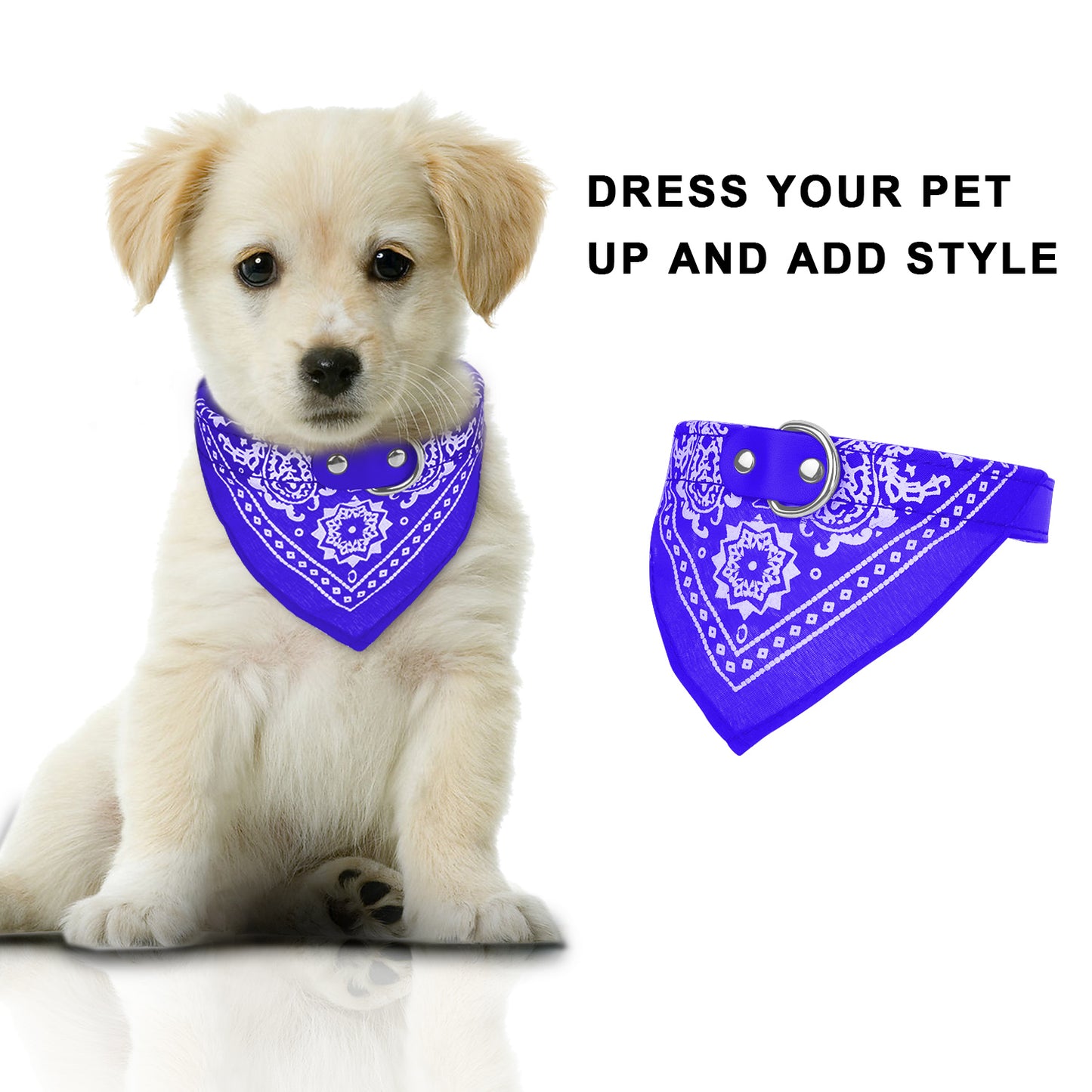 Dog Bandana Collar with Adjustable Leather Strap