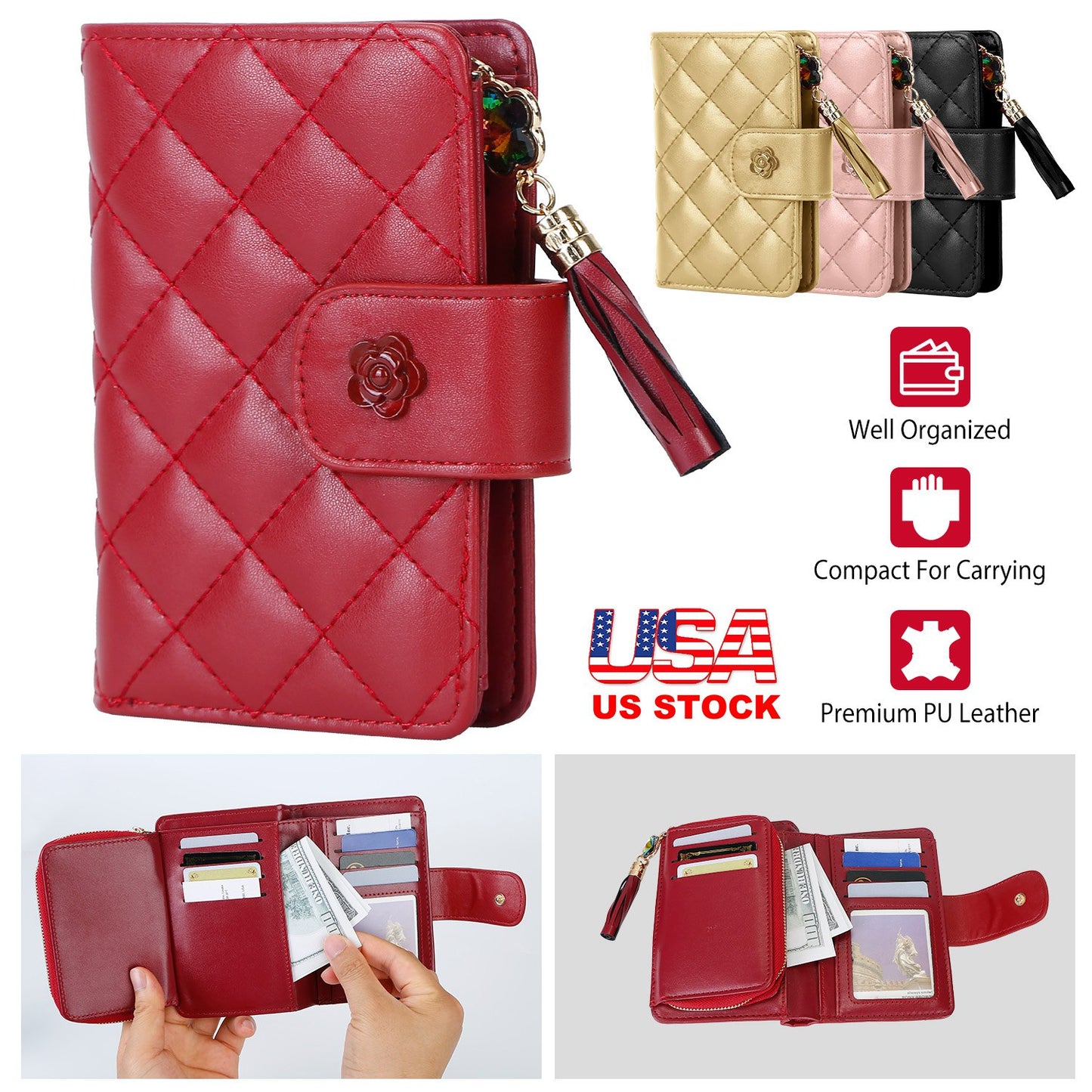 Women’s PU Leather Wallet with Tassel