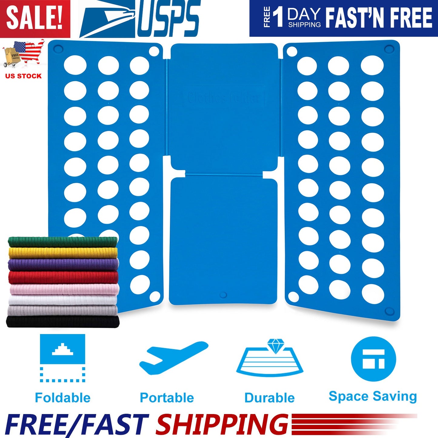 Shirt Folding Board - 23x27 Inch Plastic Clothes Organizer