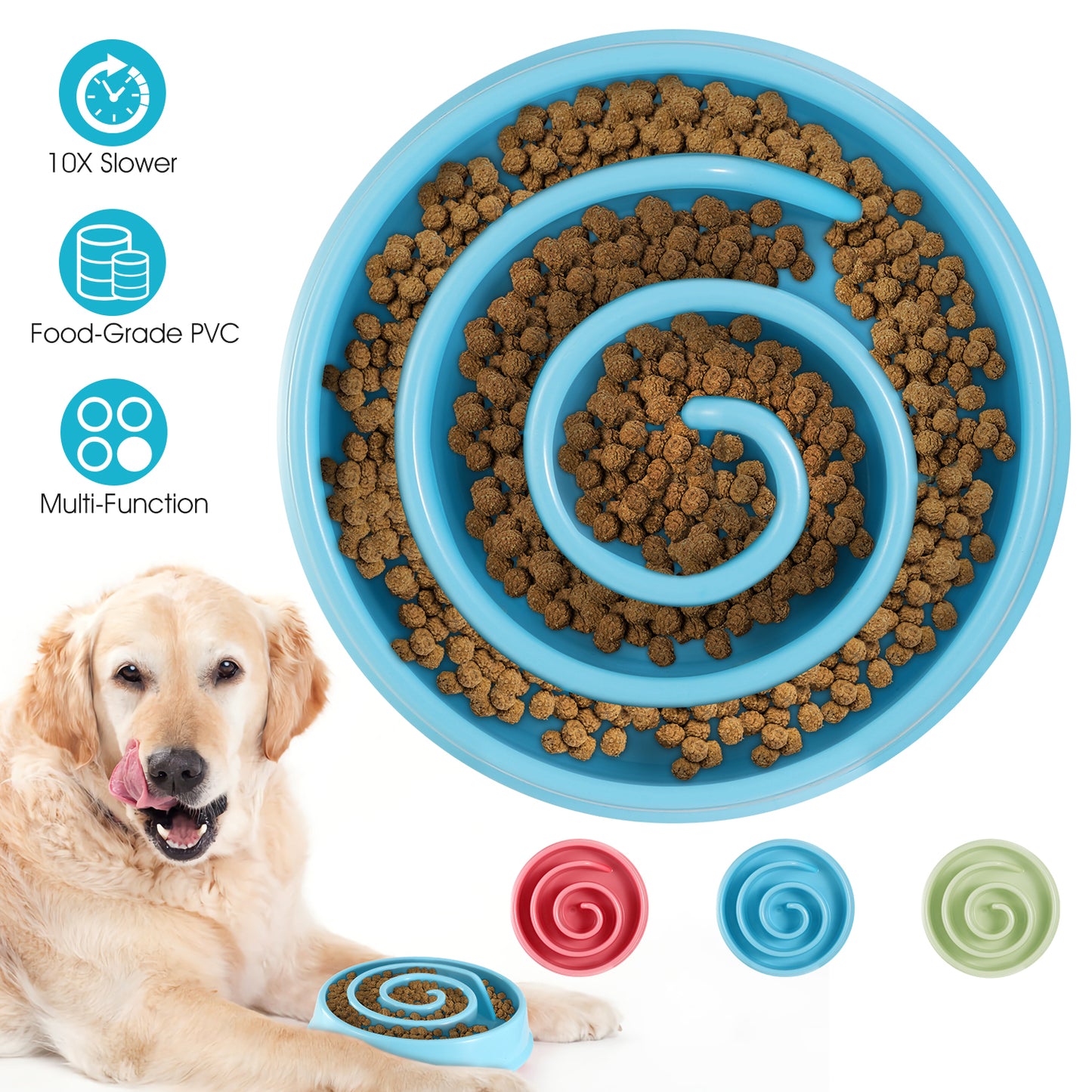 Slow Feeder Dog Bowl with Maze Design for Small & Medium Dogs