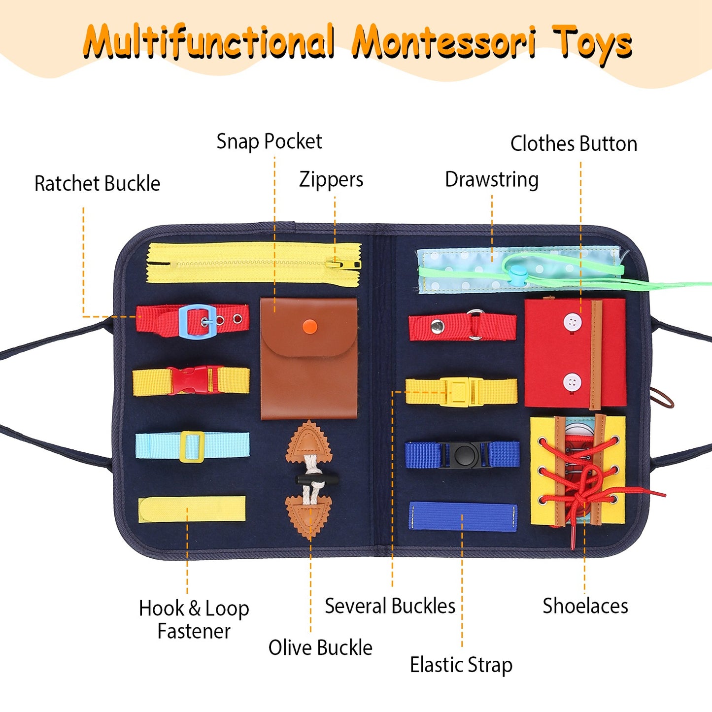 Busy Board Sensory Activity Toy for Toddlers Ages 1-6