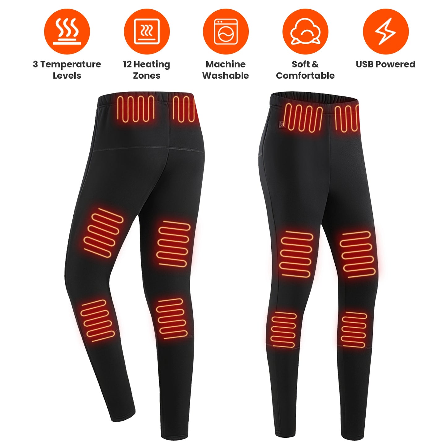 Heated Pants with 12 Heating Zones USB Powered