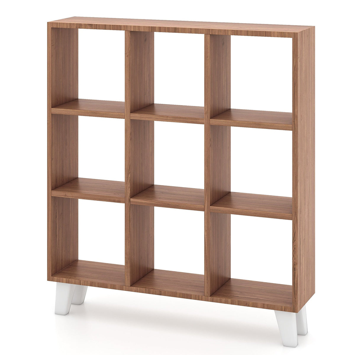 9-Cube Bookcase with 6 Removable Shelves and Raised Support Feet