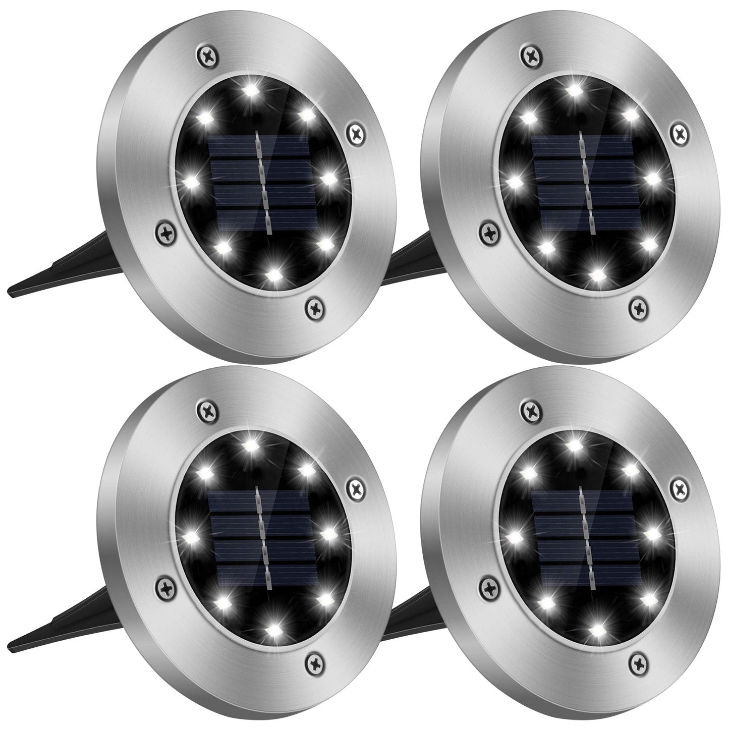 Solar Powered Ground Lights 4-Pack Waterproof Outdoor Path