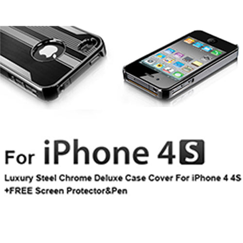 iPhone 4/4S Chrome Aluminum Hard Case with Accessories Kit