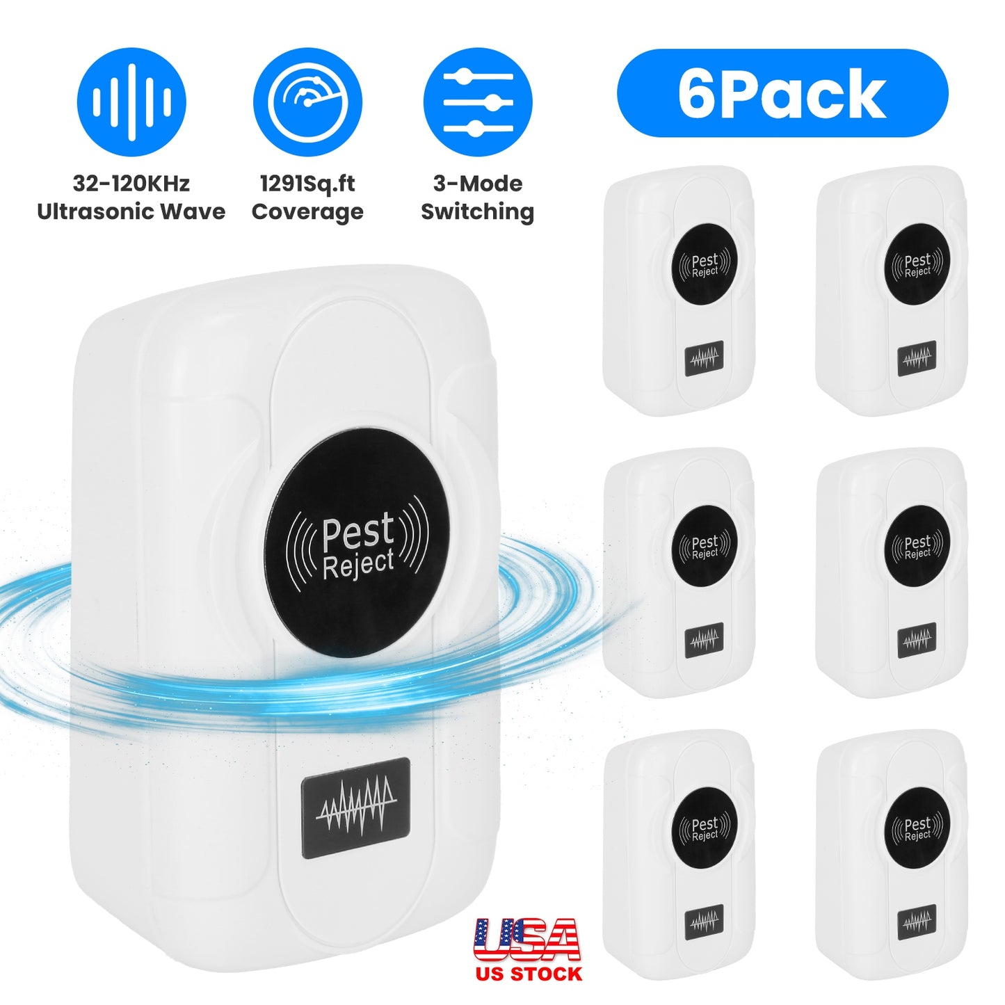 Ultrasonic Pest Repeller 6-Pack Indoor Plug-In Bug Control