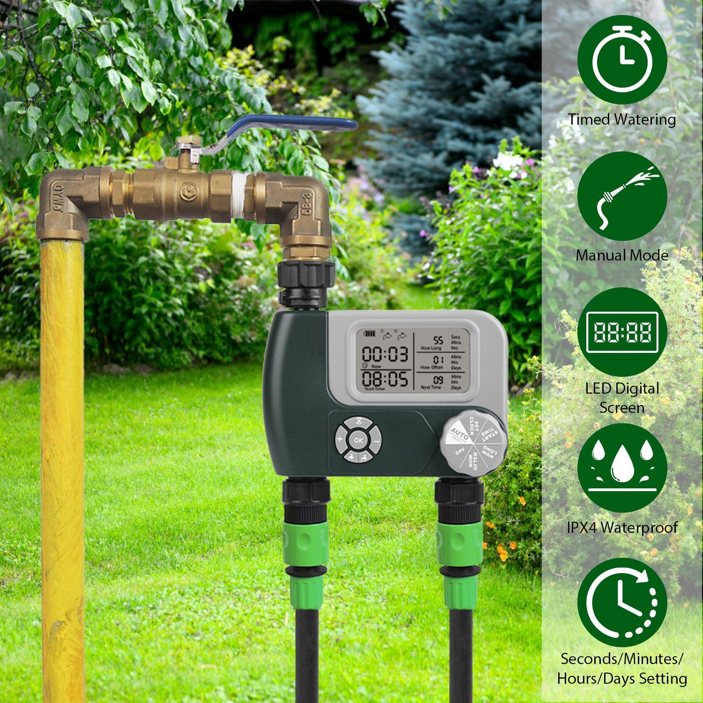 Digital Dual-Zone Sprinkler Timer with Programmable Watering