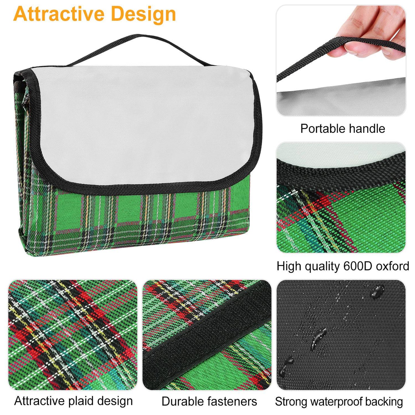 Waterproof Picnic Blanket 60x78 with Carrying Strap